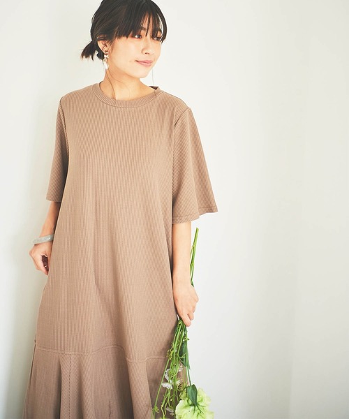 150㎝前後の小柄さんサイズ】リラックスリブワンピース