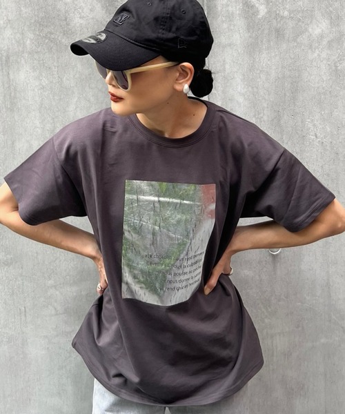 y/m by Yukie（イムバイユキエ）の「箔プリントTシャツ（Tシャツ/カットソー・レディース・オフホワイト/チャコールグレー・FREE）」の15枚目の写真