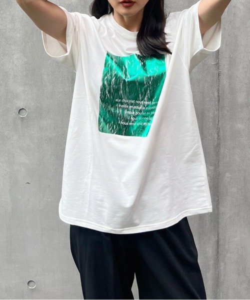 y/m by Yukie（イムバイユキエ）の「箔プリントTシャツ（Tシャツ/カットソー・レディース・オフホワイト/チャコールグレー・FREE）」の9枚目の写真