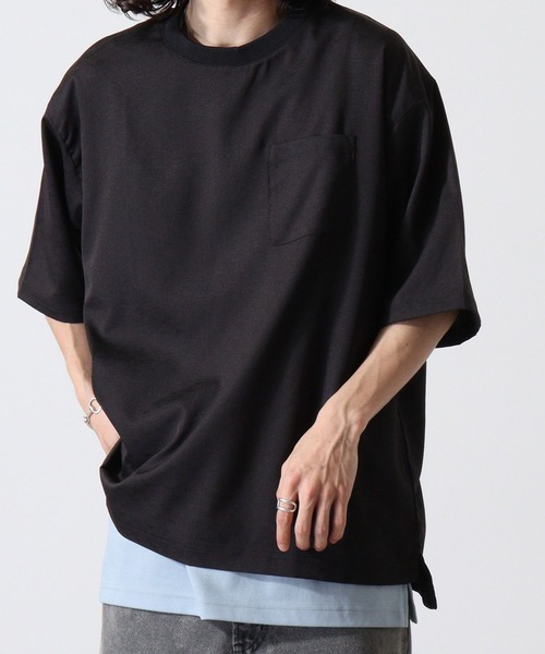 FUNALIVE(ファンアライブ)の「リネンライク クルーネック 半袖 Tシャツ(Tシャツ/カットソー・メンズ・チャコール/グレイッシュベージュ/ブラック・M/L/XL)」の2枚目の写真