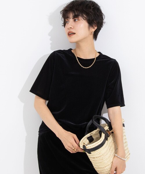 NOLLEY’S（ノーリーズ）の「シアーベロアTシャツ（Tシャツ/カットソー・レディース・ベビーピンク/ホワイト/ネイビー/ブラック・FREE）」の10枚目の写真