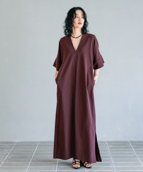 SINME シンメ ディープVネックワンピース アルパカ モフモフ SINME SS15-11 ディープVネックワンピース | geep