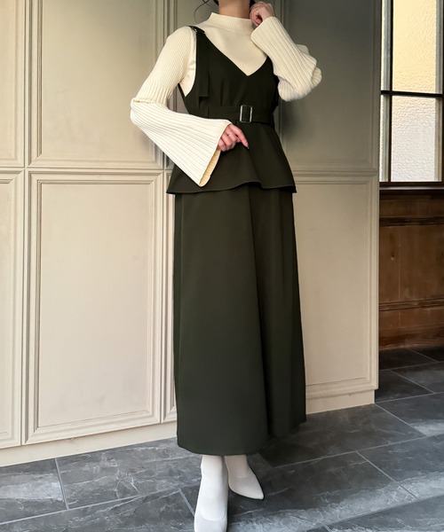 ワンピース+スカートセット ジュリシャ ワンピース ボリュームスカートスタンドカラーワンピース[品番：AMTW0001732