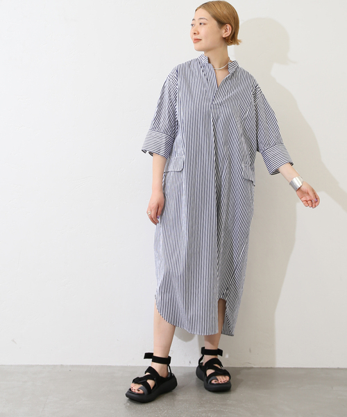 JOURNAL STANDARD LUXE(ジャーナルスタンダード ラックス)の「タイプクロス スタンドカラーワンピース(ワンピース・レディース・ブラック/ネイビー・FREE)」の4枚目の写真