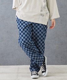 ブロッキングチェックジャガードデニムワークパンツ