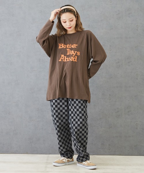 CUBE SUGAR(キューブシュガー)の「ブロッキングチェックジャガードデニムワークパンツ(デニムパンツ・レディース・インディゴブルー/ブラック・M/L)」の6枚目の写真