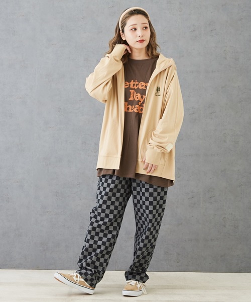 CUBE SUGAR(キューブシュガー)の「ブロッキングチェックジャガードデニムワークパンツ(デニムパンツ・レディース・インディゴブルー/ブラック・M/L)」の7枚目の写真