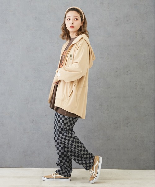 CUBE SUGAR(キューブシュガー)の「ブロッキングチェックジャガードデニムワークパンツ(デニムパンツ・レディース・インディゴブルー/ブラック・M/L)」の8枚目の写真