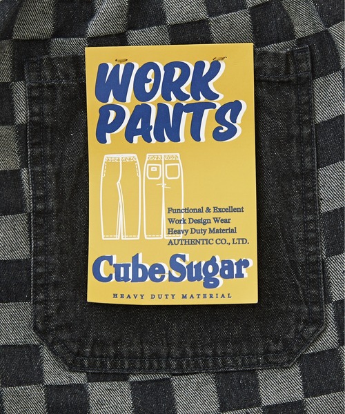 CUBE SUGAR(キューブシュガー)の「ブロッキングチェックジャガードデニムワークパンツ(デニムパンツ・レディース・インディゴブルー/ブラック・M/L)」の18枚目の写真