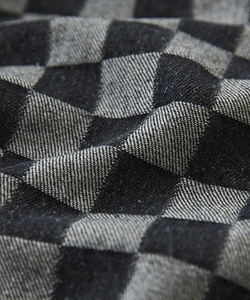 CUBE SUGAR(キューブシュガー)の「ブロッキングチェックジャガードデニムワークパンツ(デニムパンツ・レディース・インディゴブルー/ブラック・M/L)」の21枚目の写真