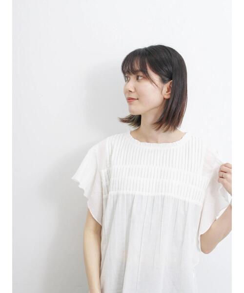 Samansa Mos2 blue（サマンサモスモスブルー）の「【Made in India】ピンタックフレアスリーブブラウス（シャツ/ブラウス・レディース・オフホワイト/ブルー/ブラック・F）」の7枚目の写真