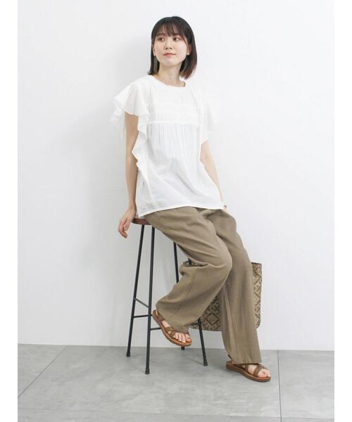 Samansa Mos2 blue（サマンサモスモスブルー）の「【Made in India】ピンタックフレアスリーブブラウス（シャツ/ブラウス・レディース・オフホワイト/ブルー/ブラック・F）」の8枚目の写真