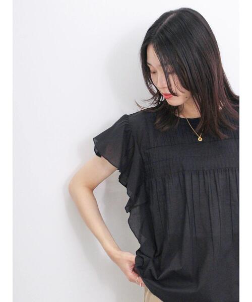 Samansa Mos2 blue（サマンサモスモスブルー）の「【Made in India】ピンタックフレアスリーブブラウス（シャツ/ブラウス・レディース・オフホワイト/ブルー/ブラック・F）」の11枚目の写真