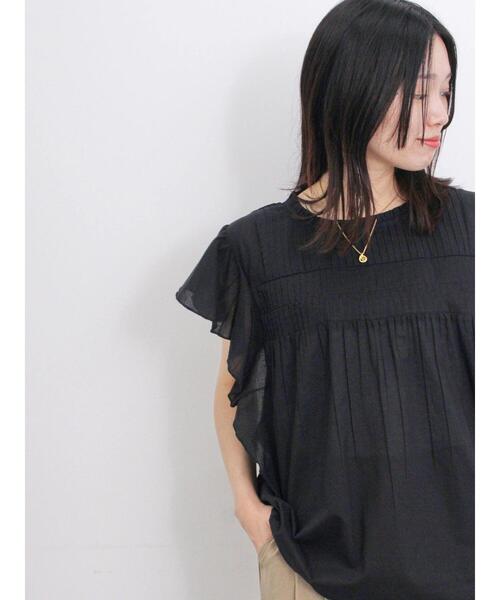 Samansa Mos2 blue（サマンサモスモスブルー）の「【Made in India】ピンタックフレアスリーブブラウス（シャツ/ブラウス・レディース・オフホワイト/ブルー/ブラック・F）」の13枚目の写真