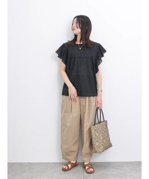 Samansa Mos2 blue（サマンサモスモスブルー）の「【Made in India】ピンタックフレアスリーブブラウス（シャツ/ブラウス・レディース・オフホワイト/ブルー/ブラック・F）」の14枚目の写真