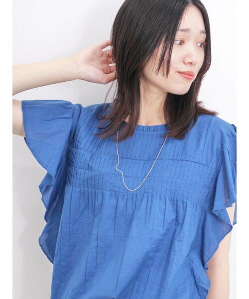 Samansa Mos2 blue（サマンサモスモスブルー）の「【Made in India】ピンタックフレアスリーブブラウス（シャツ/ブラウス・レディース・オフホワイト/ブルー/ブラック・F）」の15枚目の写真