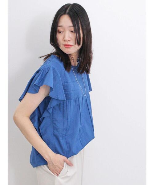 Samansa Mos2 blue（サマンサモスモスブルー）の「【Made in India】ピンタックフレアスリーブブラウス（シャツ/ブラウス・レディース・オフホワイト/ブルー/ブラック・F）」の16枚目の写真