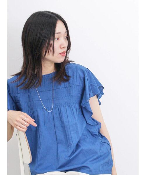 Samansa Mos2 blue（サマンサモスモスブルー）の「【Made in India】ピンタックフレアスリーブブラウス（シャツ/ブラウス・レディース・オフホワイト/ブルー/ブラック・F）」の17枚目の写真