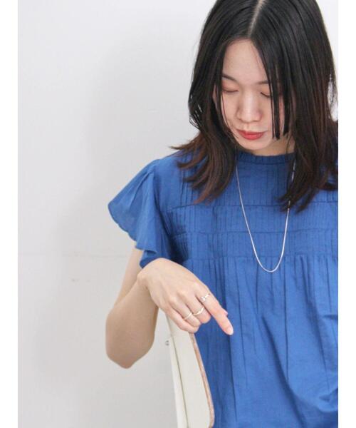 Samansa Mos2 blue（サマンサモスモスブルー）の「【Made in India】ピンタックフレアスリーブブラウス（シャツ/ブラウス・レディース・オフホワイト/ブルー/ブラック・F）」の18枚目の写真