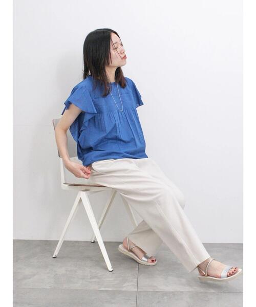 Samansa Mos2 blue（サマンサモスモスブルー）の「【Made in India】ピンタックフレアスリーブブラウス（シャツ/ブラウス・レディース・オフホワイト/ブルー/ブラック・F）」の19枚目の写真