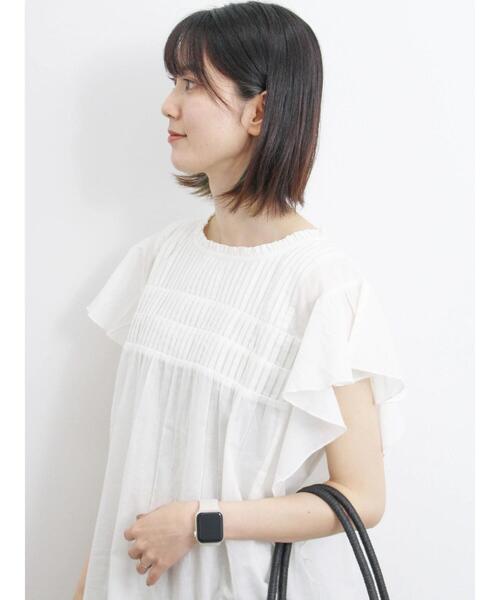 Samansa Mos2 blue（サマンサモスモスブルー）の「【Made in India】ピンタックフレアスリーブブラウス（シャツ/ブラウス・レディース・オフホワイト/ブルー/ブラック・F）」の21枚目の写真