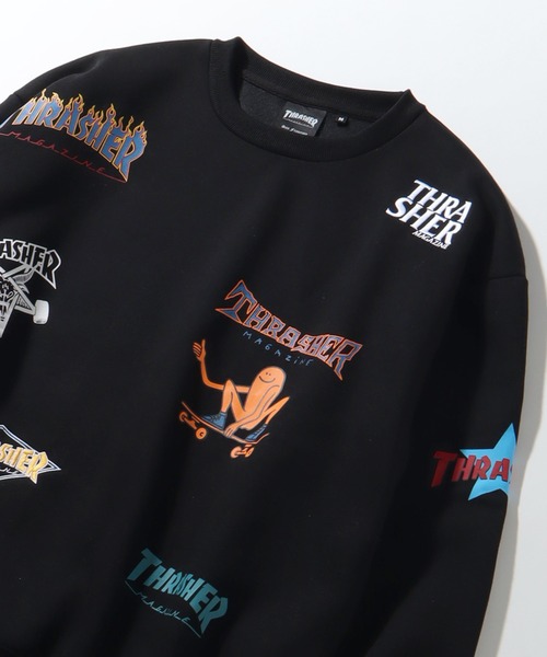セール】【THRASHER/スラッシャー】裏起毛 総柄プリント＆刺繍