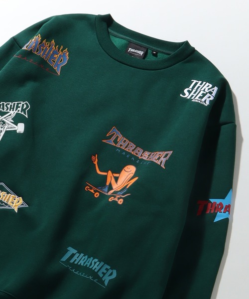 セール】【THRASHER/スラッシャー】裏起毛 総柄プリント＆刺繍