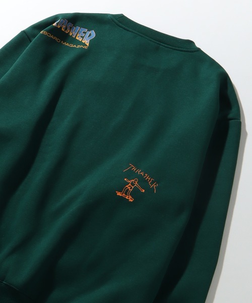 Thrasher magazine 10周年 フッド付き スウェット THRASHER スラッシャー ゴンズアートロゴ プリント スウェット