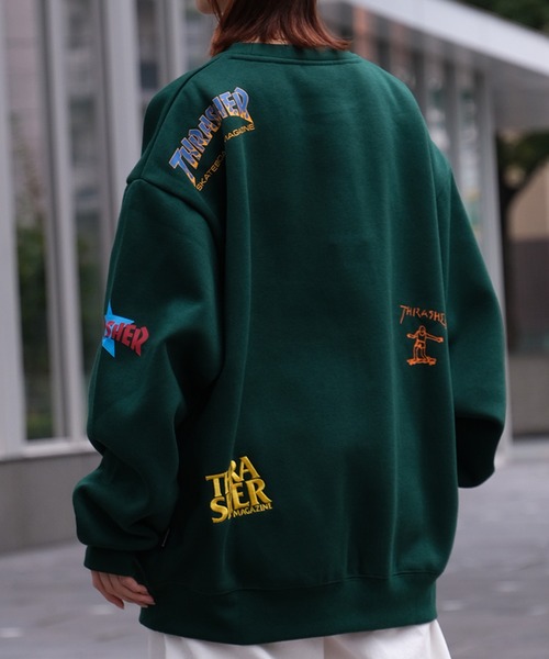 セール】【THRASHER/スラッシャー】裏起毛 総柄プリント＆刺繍