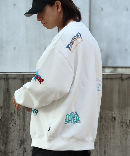 セール】【THRASHER/スラッシャー】裏起毛 総柄プリント＆刺繍