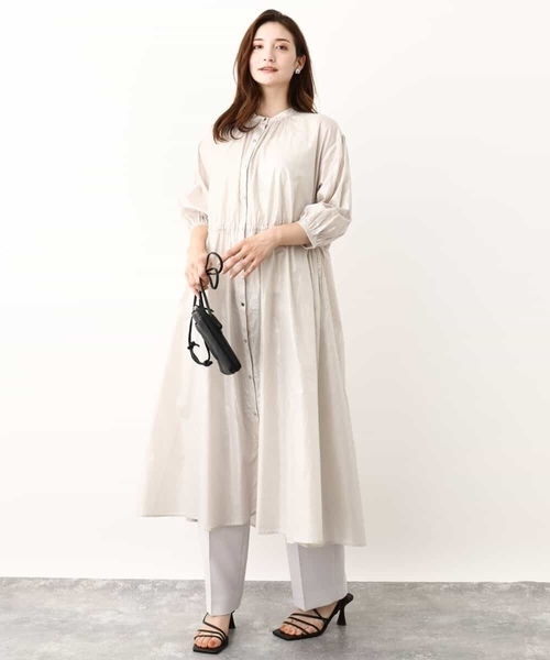 MK MICHEL KLEIN(エムケーミッシェルクラン)の「箔加工シャツワンピース(ワンピース・レディース・レッド/ブラウン/ベージュ・38)」の2枚目の写真