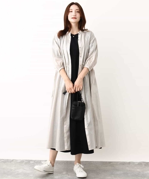 MK MICHEL KLEIN(エムケーミッシェルクラン)の「箔加工シャツワンピース(ワンピース・レディース・レッド/ブラウン/ベージュ・38)」の4枚目の写真