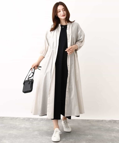 MK MICHEL KLEIN(エムケーミッシェルクラン)の「箔加工シャツワンピース(ワンピース・レディース・レッド/ブラウン/ベージュ・38)」の5枚目の写真