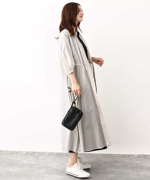 MK MICHEL KLEIN(エムケーミッシェルクラン)の「箔加工シャツワンピース(ワンピース・レディース・レッド/ブラウン/ベージュ・38)」の6枚目の写真