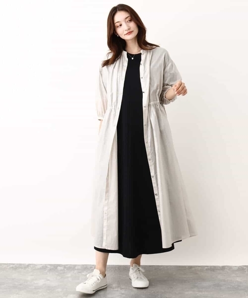 MK MICHEL KLEIN(エムケーミッシェルクラン)の「箔加工シャツワンピース(ワンピース・レディース・レッド/ブラウン/ベージュ・38)」の8枚目の写真