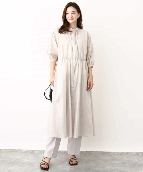 MK MICHEL KLEIN(エムケーミッシェルクラン)の「箔加工シャツワンピース(ワンピース・レディース・レッド/ブラウン/ベージュ・38)」の9枚目の写真