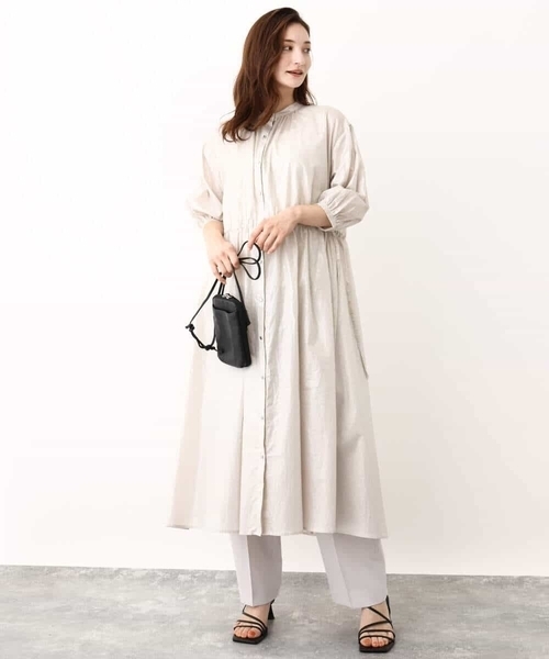 MK MICHEL KLEIN(エムケーミッシェルクラン)の「箔加工シャツワンピース(ワンピース・レディース・レッド/ブラウン/ベージュ・38)」の10枚目の写真