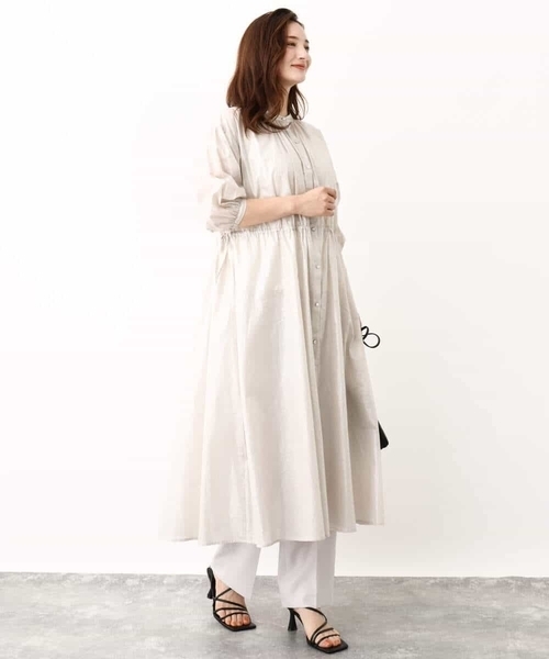 MK MICHEL KLEIN(エムケーミッシェルクラン)の「箔加工シャツワンピース(ワンピース・レディース・レッド/ブラウン/ベージュ・38)」の12枚目の写真