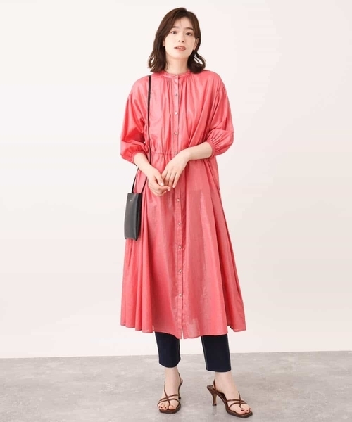 MK MICHEL KLEIN(エムケーミッシェルクラン)の「箔加工シャツワンピース(ワンピース・レディース・レッド/ブラウン/ベージュ・38)」の14枚目の写真