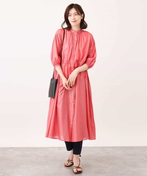 MK MICHEL KLEIN(エムケーミッシェルクラン)の「箔加工シャツワンピース(ワンピース・レディース・レッド/ブラウン/ベージュ・38)」の15枚目の写真