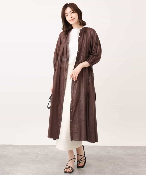 MK MICHEL KLEIN(エムケーミッシェルクラン)の「箔加工シャツワンピース(ワンピース・レディース・レッド/ブラウン/ベージュ・38)」の17枚目の写真