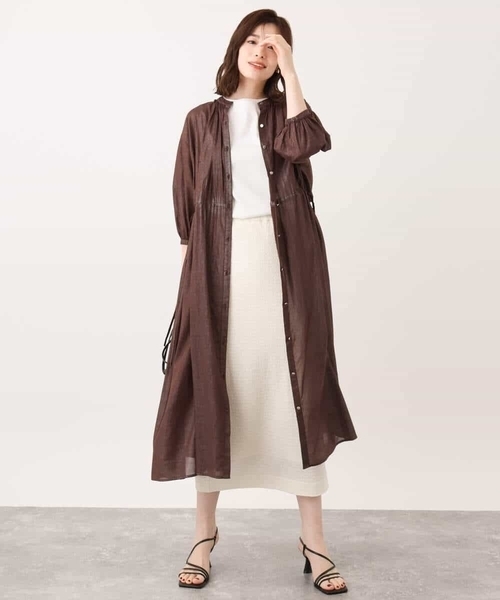 MK MICHEL KLEIN(エムケーミッシェルクラン)の「箔加工シャツワンピース(ワンピース・レディース・レッド/ブラウン/ベージュ・38)」の19枚目の写真