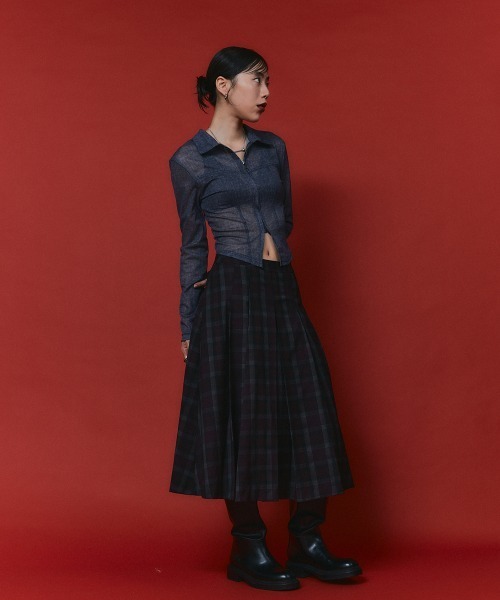 led.tokyo（レッドトウキョウ）の「【led.tokyo】シアージップトップス（Tシャツ/カットソー・レディース・ブラック/ブルー・FREE）」の8枚目の写真