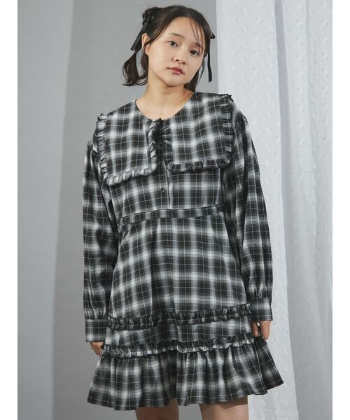 checkスクエアカラーミニワンピース