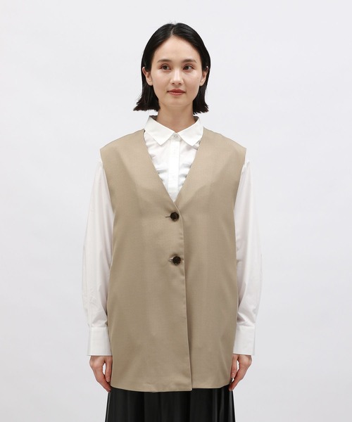 LAKOLE(ラコレ)の「ノーカラーベスト / 142604(ベスト・レディース・ベージュ/グレー・FREE)」の14枚目の写真