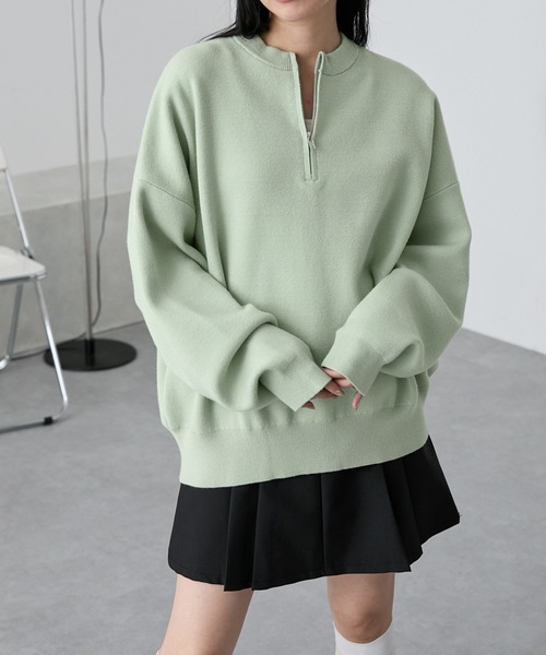 WOOL FACTORY コットンウール混ボーダータートルネックプル