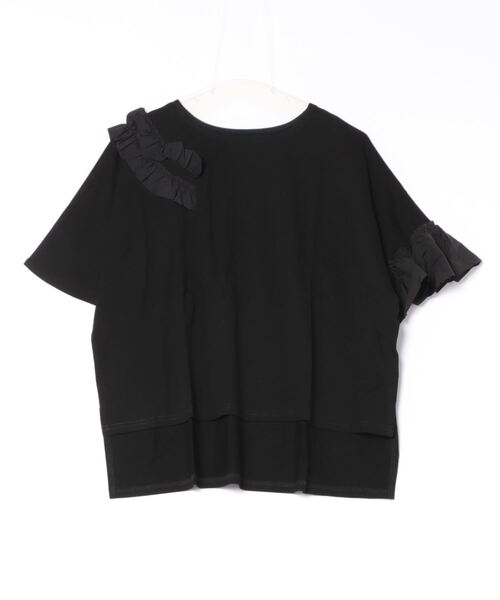each（イーチ）の「ランダムフリルシルケットTシャツ（Tシャツ/カットソー・レディース・ブラック/ホワイト・FREE）」の7枚目の写真