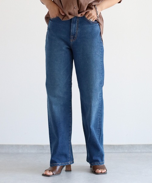 【セール】〈セットアップ対応〉ハイウエスト レギュラーストレートデニムパンツ（デニムパンツ）｜cepo（セポ）