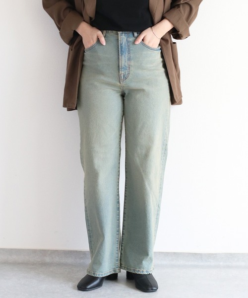 【セール】〈セットアップ対応〉ハイウエスト レギュラーストレートデニムパンツ（デニムパンツ）｜cepo（セポ）