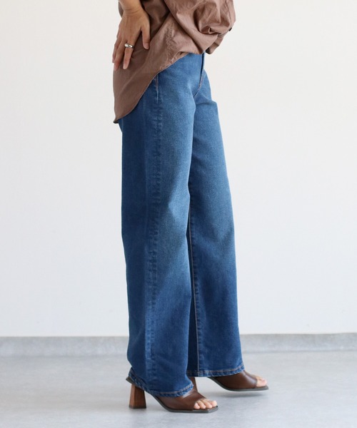 【セール】〈セットアップ対応〉ハイウエスト レギュラーストレートデニムパンツ（デニムパンツ）｜cepo（セポ）